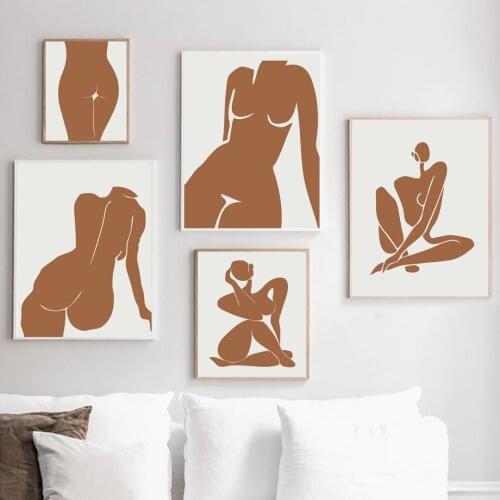 Self-adhesive Wall Stickers Abstract Beauty Girl Nude Body Art Minimalistic Wall Picturs For Living Room Decor