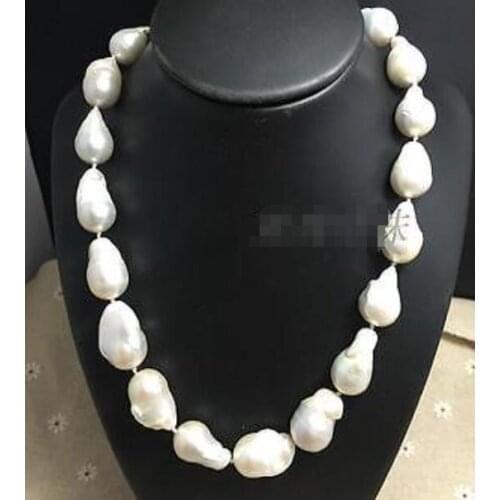 Gorgeous 20-25 mm baroque white pearl necklace 18inch