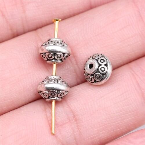 WYSIWYG 20pcs Jewelry Making Accessories DIY Craft Antique Silver Color 7x9x9mm Small Bead Spacer Beads