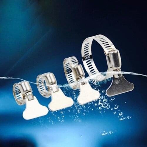 2x Dia.59-165mm Clip Stainless Hose Clamps Clip Strap with Swivel Key Handle 0.6mm Thick 8mm wide SUS201 Collar