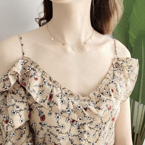 2020 Fashion 925 Sterling Silver Small Cross Pendant Necklaces for Women Gold Color Cross Chokers Necklace Silver Jewelry