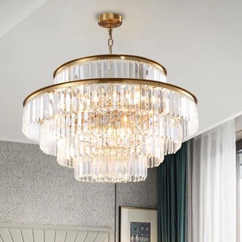 Gold American Style Retro Chandeliers LED Crystal Lighting For Living Room Bedroom Hall Hotel Restaurant Dining Room Fashion