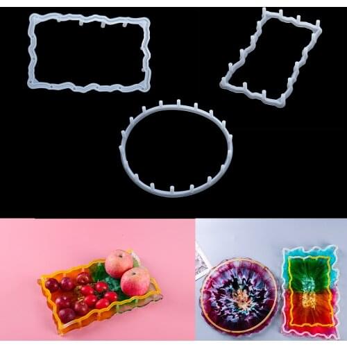 1Pcs Irregular Tray Bracket Silicone Mold Round Square Coaster Tray Support Epoxy Resin Mould for DIY Crafts Jewelry Making