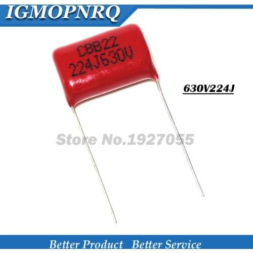 10PCS 630V224J 0.22UF Pitch 15mm 630v224 224 630V 220nf CBB 0.22uf Polypropylene film capacitor new 630V224J-P15