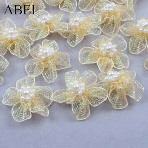 15pcs 3cm High Quality Handmade Mesh Flower For Wedding party Dress