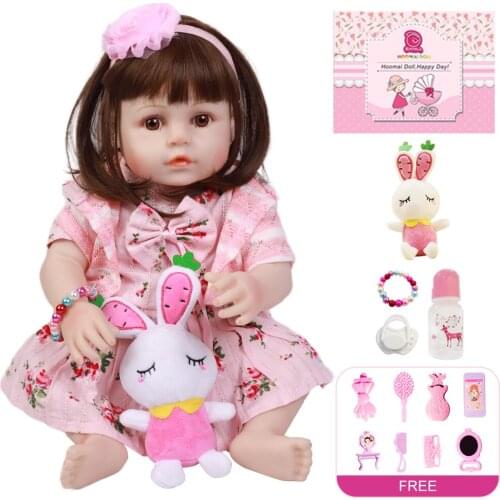 18"48CM Bebe Reborn Soft Silicone Realistic Baby Smooth Vinyl Body Toddle Reborn Doll Toys for Children Full Body Hair Toy Doll