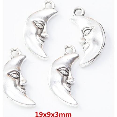 30pcs/lot vintage metal Zinc alloy charms moon pendant for diy jewelry findings 8082