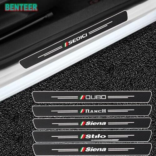 4pcs Carbon Fiber Car Door Sills Protector Stickers For Fiat Qubo Stilo Sedici Siena Ranch