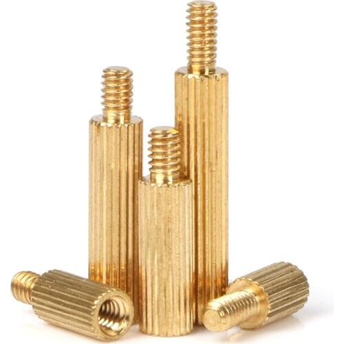 50pcs M2 M2xL+3mm Brass Pillar Single head circular cylinders Copper screws Single pass copper column circular monitor