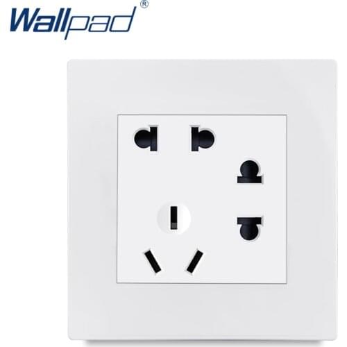7 Pin Socket Wallpad Luxury White Wall Power Electrical Outlet Sockets PC Panel