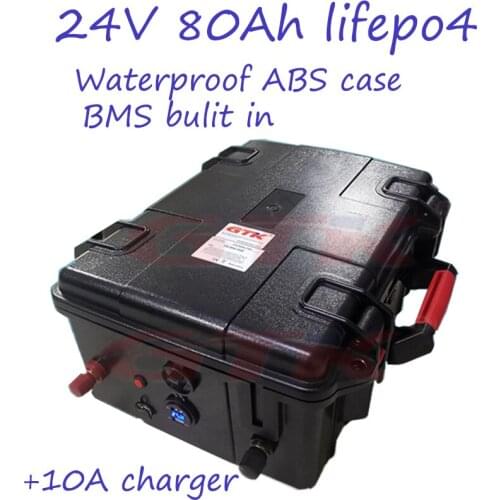 Lifepo4 24v 80AH battery pack BMS built in for Electric motor bike tricycle RV AGV Air conditioner heater UPS + 10A charger