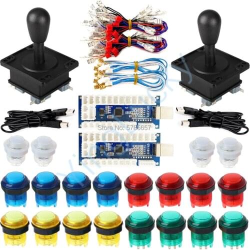 Arcade joystick diy kit 2 Player USB Encoder to PC Raspberry PI, 4/8 Way Classic Joystick With LED Button, for Arcade Cabinets