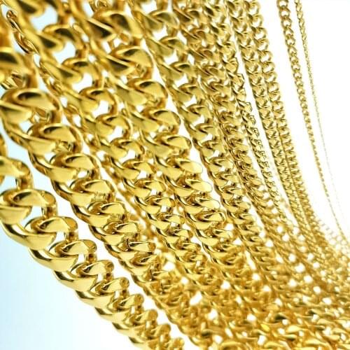 Punk Hip Hip link chain 18k Vacuum gold plating decorative diy for keychain necklace jeans clothes accessories jewelry; 3~16mm