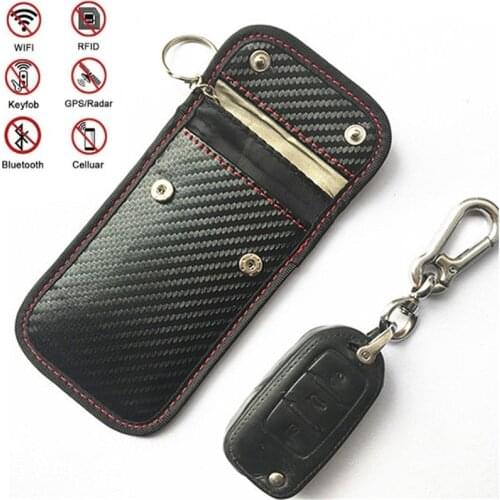 Faraday Car Remote Key Bag RFID Signal Blocker Card Bags FOB Shielding Protector Keys Wallet Case for Privacy Protection BAG1058