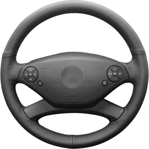 Black Artificial Leather Sewing No-slip Car Steering Wheel Cover for Mercedes Benz S300 350 400 500 600 2010-2013 CL-Class 2011
