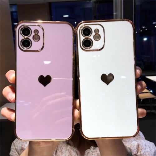 Smooth Candy Color Love Heart Phone Case For iPhone 11 12 Pro X XR XS Max 7 8 Plus SE 2020 Shockproof Soft Silicone Back Cover