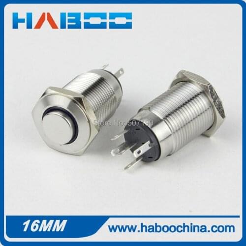 HABOO 1PCS packing 16mm hign head with led metal push button switch reset 1NO+1NC pcb type momentary shipping free