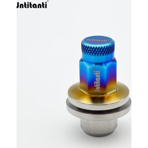 Jntitanti Burnt Blue Black M12*1.5 Flat Seat Anti-Theft Gr5 Titanium Wheel Lug heptagon septangle Nut with a key for Toyota