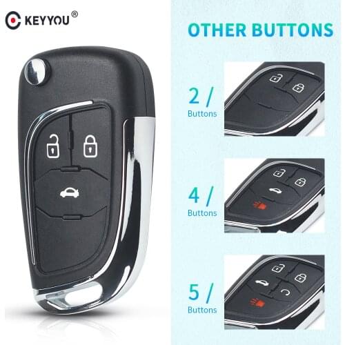 KEYYOU 2/3/4/5 Buttons Modified Flip Folding Remote Key Shell For Chevrolet Lova Aveo Cruze Camaro Fob Case Uncut HU100 Blade