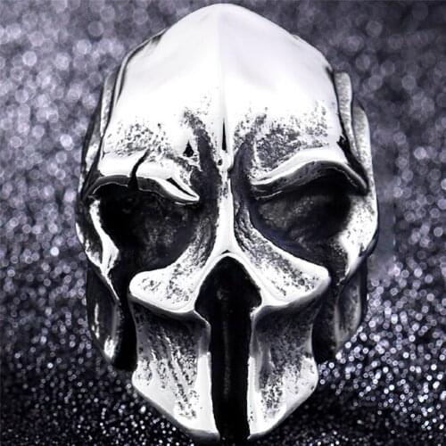 Stainless Steel Spartan Hero Helmet Mask Ring Men Vintage Punk Warrior Jewelry Male Cool Antique Bronze Gold Color Finger Rings