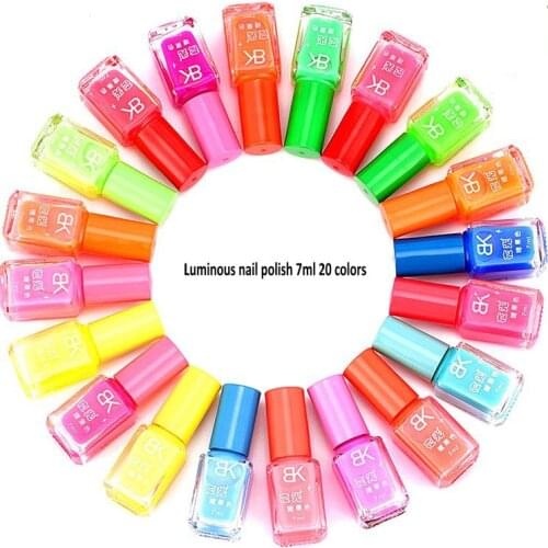 Nail Art bk Fluorescent Neon Luminous Nail Polish Candy Colors Glow in Dark Nail Enamel Varnish Esmaltes 7ml