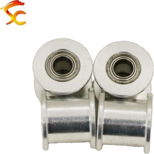 10PCS/LOT GT2 20teeth size without wheel(tooth) hole 4mm/5mm aluminum passive 3d printers idler pulley for belt width 9mm/10mm