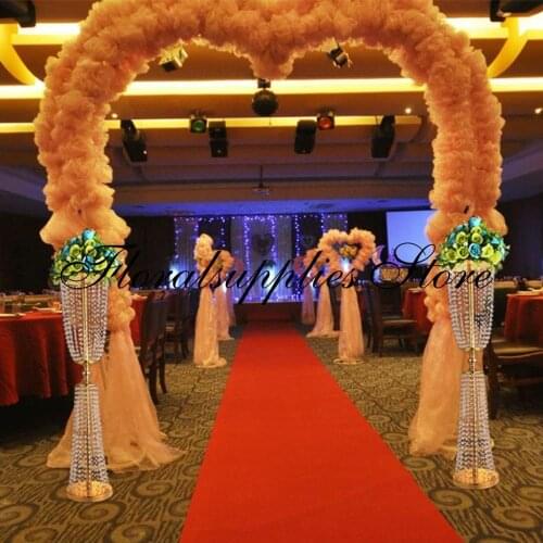 New Tall High grade Crystal Flower Stand Wedding Road Lead Tall Flower Holders Centerpiece Crystal Flower Chandelier Metal Vase