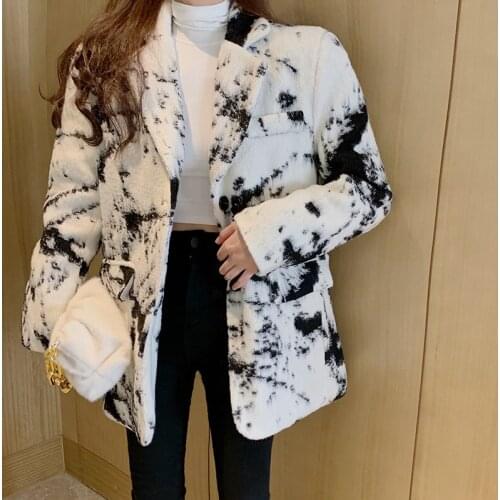 Long Sleeve New 2020 Women Blazers Autumn New tie-dye Color Printed Suit Casual Loose Fashion jacket Women clothing 856E