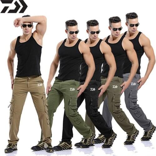2021 New Men Daiwa Fishing Pants Breathable Trousers fishing Clothing Quick-Drying Solid Elastic Windproof Pockets Fishing Wear