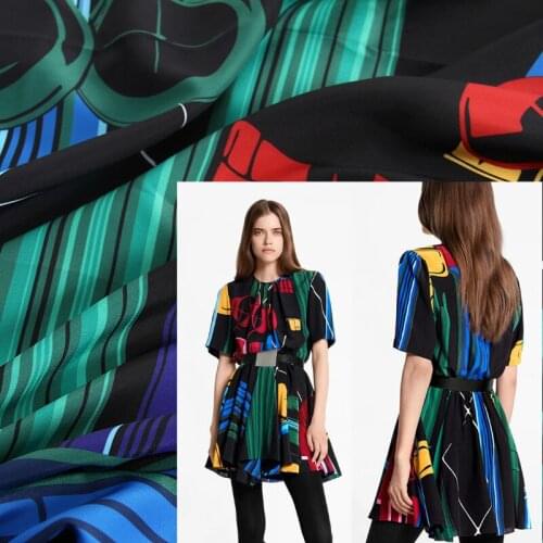 50x145 cm brand new fashion show color stripes graffiti printing handmade DIY clothing polyester fabric cloth for dress
