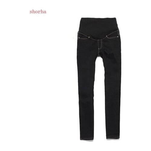 New Pregnant Women Elastic Jeans Denim Pencil Pants Maternity Trousers Adjustable Pregancy Clothing Black Blue