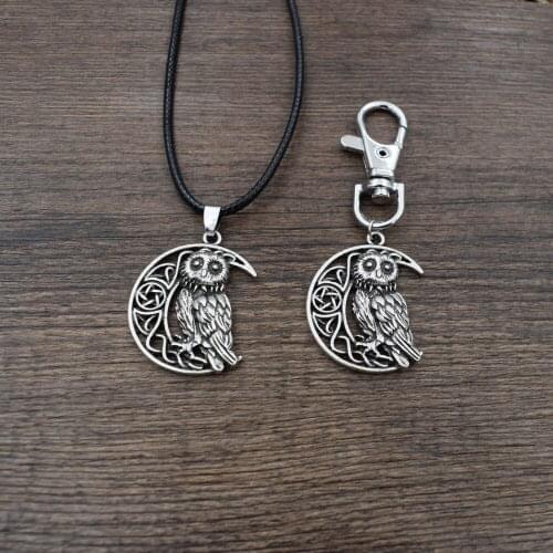 SanLan Goddess Crescent Moon Pendant Owl Necklace Wicca Pentagram Pagan Amulet Talisman Jewelry