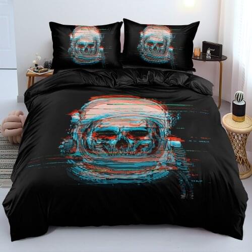 3D Bed Linens Black Comforter Cases Duvet Covers Set Pillow Shames Full King Queen Double Size Custom Design Skull Bedding Sets