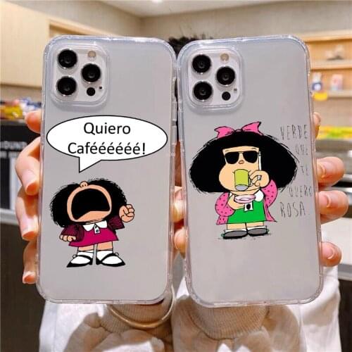 Lovely Mafalda Transparent TPU soft phone case for iPhone 12pro max 8 7 6S Plus XS MAX XR 5S SE2020 11pro max 12mini Coque