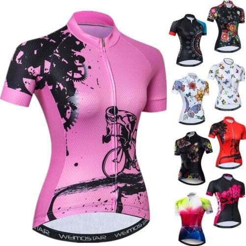 Weimostar Pink Cycling Jersey Women Pro Team Bicycle Shirts Summer Mountain Bike Clothes Quick Dry Cycle Wear Clothes Maillot