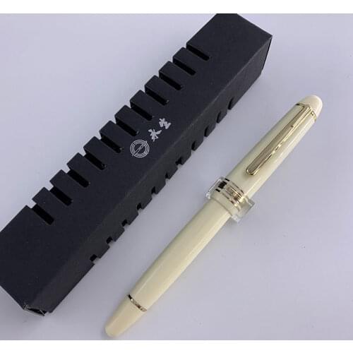 Luxury Wing Sung 628 Fountain Pen Plastic Classic White Spin Stationery School Supplies Golden Ink Pens