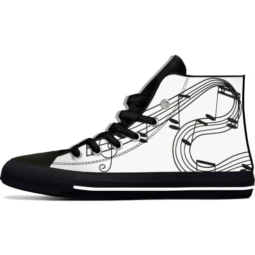 Piano Music Notes Keys Novelty Design Fashion Lightweight High Top Canvas Shoes Men Women Casual Breathable Sneakers