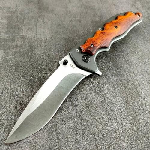 Folding 5CR15mov Stainless Steel Sharp Blade Camping Knife Wood Handle High Hardness Tactical Hunting Outdoor Survival EDC Tool