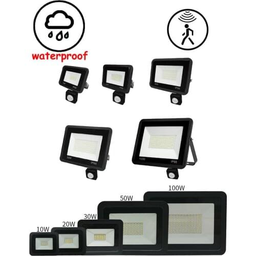 LED FloodLight Reflector Spotlight outdoor Exterior Lighting optional pir motion sensor High Power Luz Waterproof IP65 Garden Li