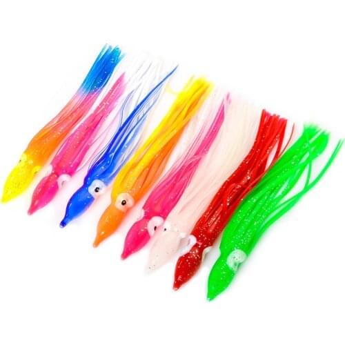 FTK 15pcs/lot 9/12cm Luminous Octopus Squid Jigs Fishing Lure Shrimp Squid Rigs Artificial Bait Sea Fishing Mix Colors