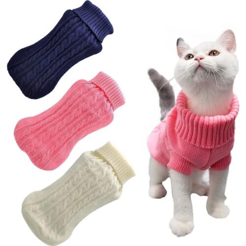 Pet Cat Sweater Winter Warm Cotton Cat Clothes Knitted Puppy Sweater Kitten Cloth Cat Vest For Small Medium Cats Dogs Chihuahua