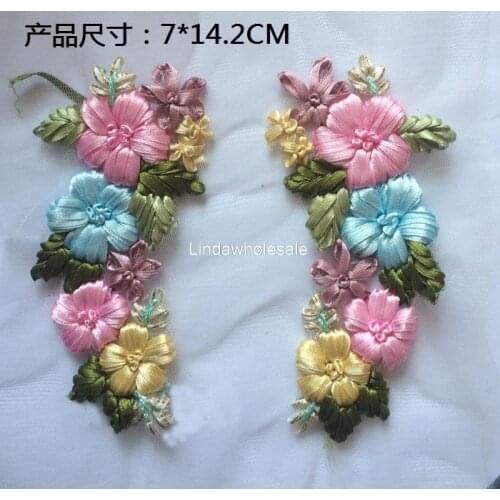 Embroidery cloth stickers,clothing decorative accessories,patches for clothing,Ribbon embroidery cloth patch,2pcs/lot
