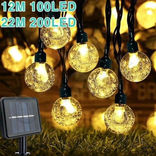 Solar Outdoor LED Crystal Ball Light String Waterproof Garden Christmas Decor For Outdoor Fairy String Garlands