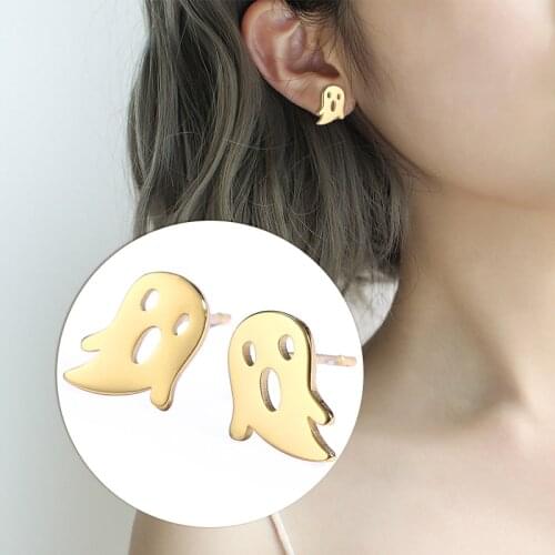 Unift Stainless Steel Earrings For Women Halloween Skeleton Ghost Earings Fashion Jewelry Wholesale Minimalism Punk Gifts