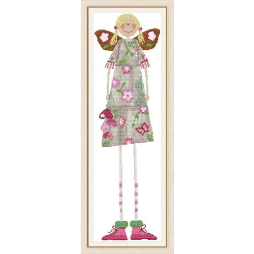 Everlasting Love Long Legs Butterfly Girl Chinese Cross Stitch Kits Ecological Cotton Printed DIY Christmas Wedding Decoration
