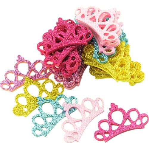 30 Pieces Multicolored Sequins Glitter Crown Shape for DIY Girls Hair Clips or Shoes ,Hats ,Gift wrapping Decoration