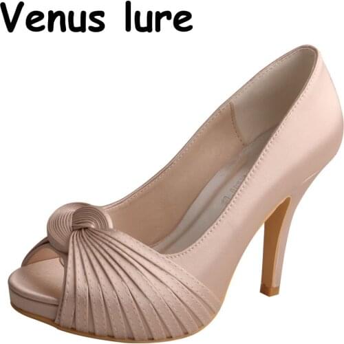 Women Shoes Clearance Heels for Wedding Nude Color Peep Toe Pumps