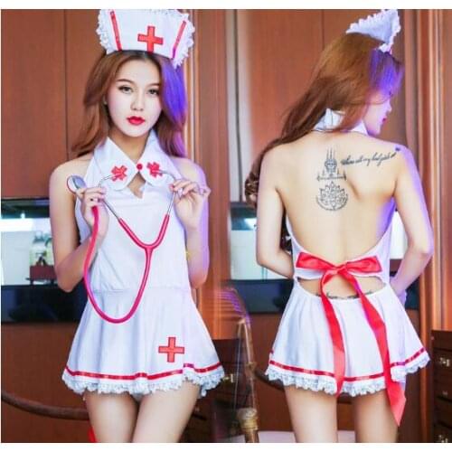 Newest 2019 Woman Hot Erotic Bandage Nurse Costume Cosplay Sexy Stewardess Nurse uniform Masquerade Dress Uniform temptation