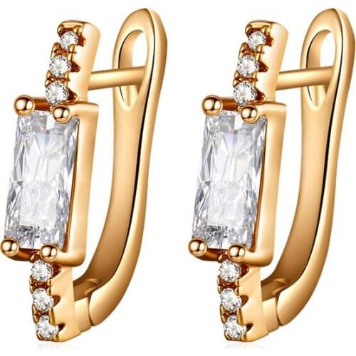 Exquisite Zirconia Small Stud Earrings for Women Square CZ Gem Stone Earrings Wedding Party Elegant Jewelry Accessories Gifts
