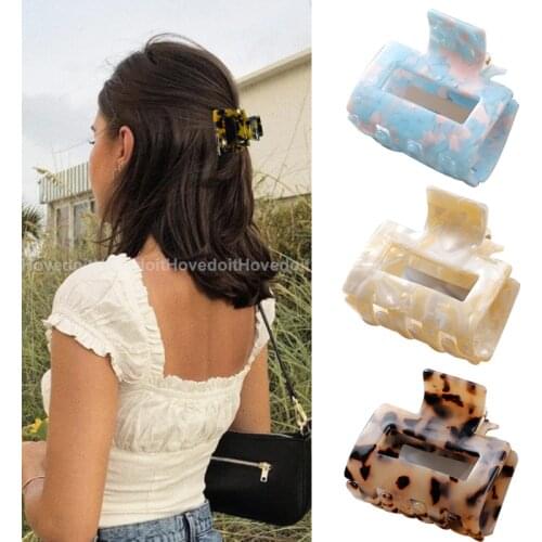 2021 New Acetate Hair Claws Leopard Hollow Square Hair Clip Crab Small Hairpins Women Girl Hair Accessories Fashion Headdress